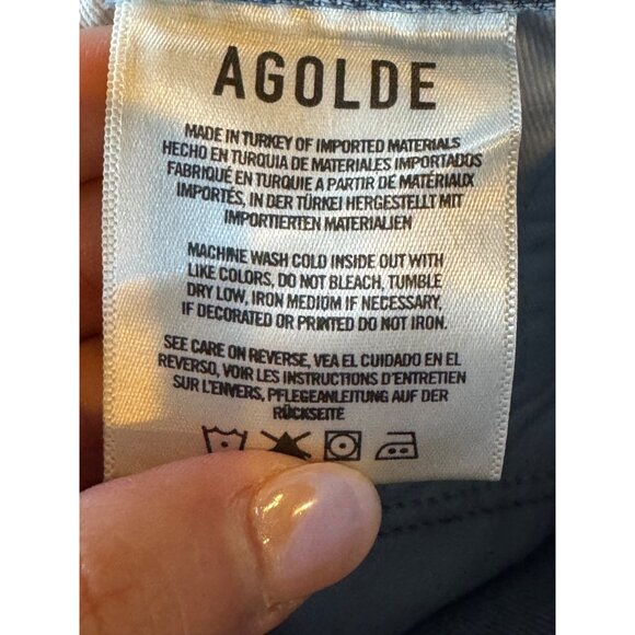 Agolde Shorts Women 24 Blue Denim Distressed Vintage Cut Off Parker Jean Luxury - Picture 7 of 8